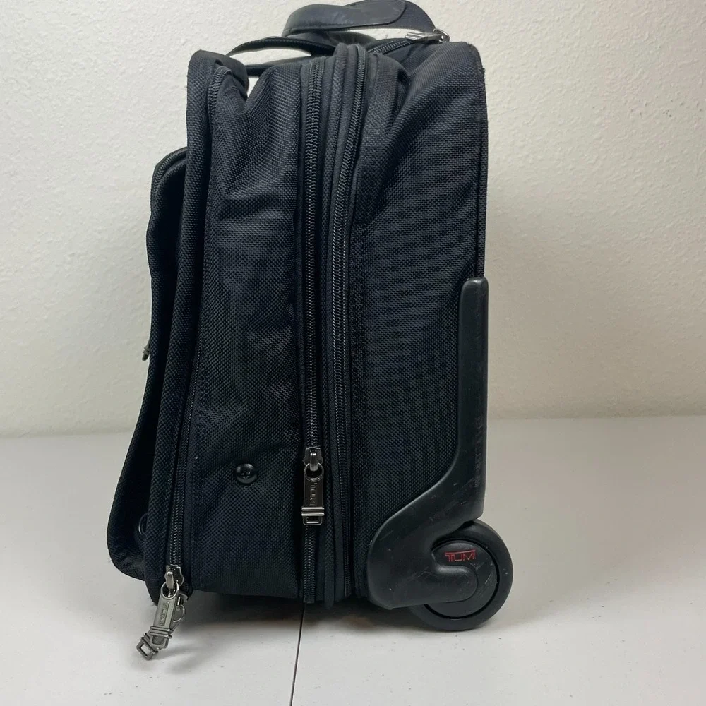 TUMI Alpha Wheeled Briefcase 26103D4 Black Nylon Expandable Rolling Laptop Bag
